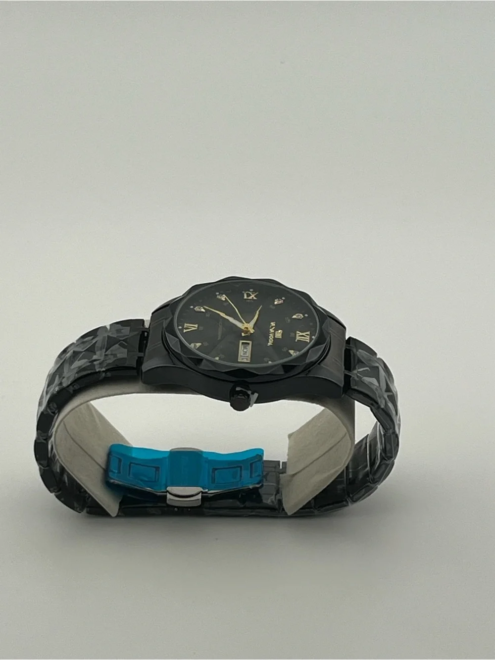 Va Va Voom Men's Black Dress Watch with Gold Accents